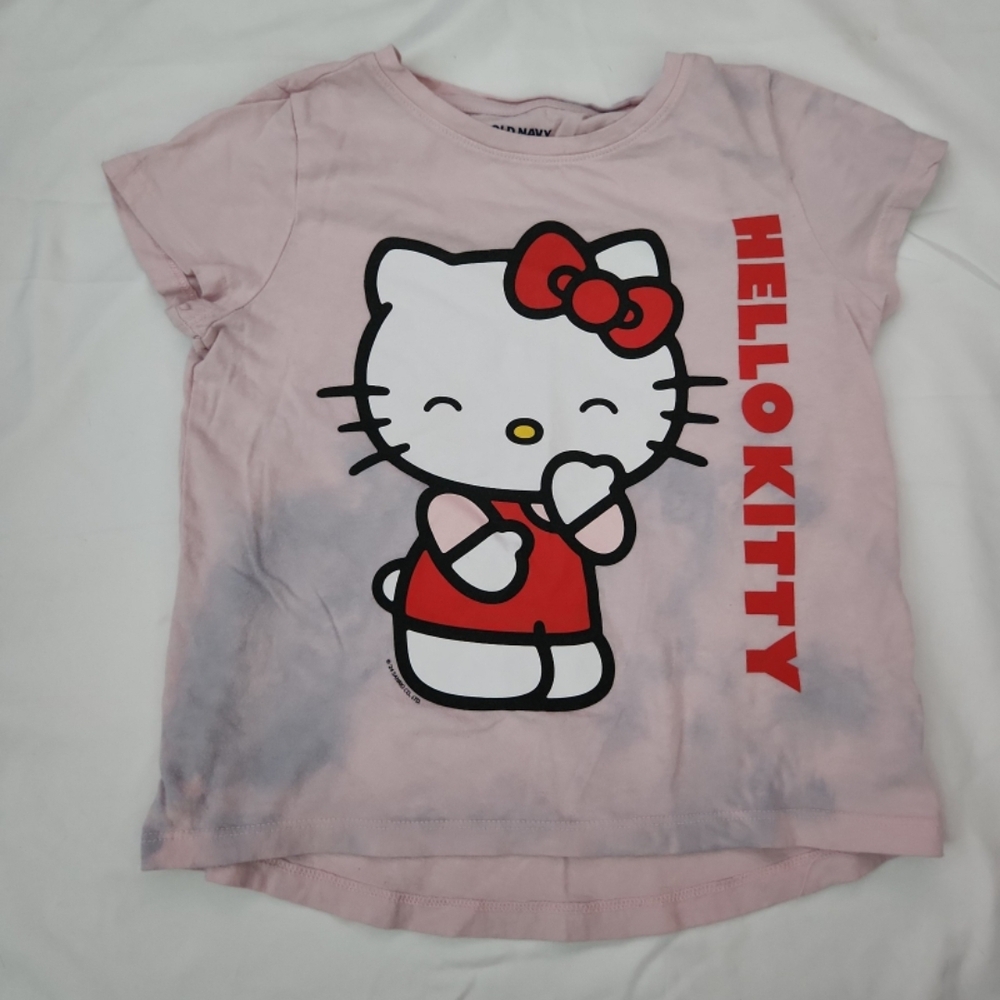 Old navy girls size 8 yellow kitty pink tie dye shirt #U05